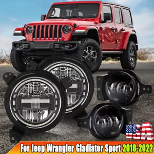 Kit LED Headlights Fog Lamps For Jeep Wrangler JL Gladiator JT Sport 2018-2024 - Picture 1 of 12