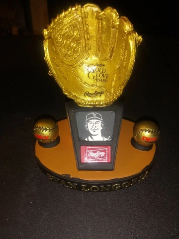 Evan Longoria Rawlings Replica Gold Glove Trophy Tampa Bay Rays with Box Cover