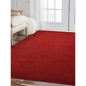 Hand Knotted Gabbeh Wool 6 ft. 7 in. x 9 ft. 10 in. Solid Rectangle Area Rug Red - Picture 1 of 1