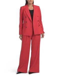 DKNY Zweireihiger Retro-Stil 2-teilig Rot Hohe Taille Hosenanzug Set 6 - Bild 1 von 4