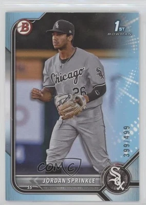 2022 Bowman Draft Sky Blue 399/499 Jordan Sprinkle #BD-183 - Image 1 of 3