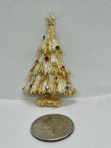 Broche Árbol de Navidad Vintage Oropel Brillante Multicolor Estrás - Imagen 1 de 6