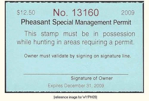 D2K Wyoming Pheasant Mgmt 2009 $12.50 (lt blue) - Image 1 of 1