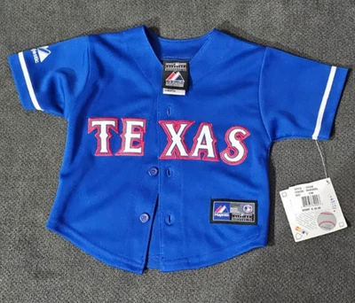 Majestic Texas Rangers Infant Jersey - Size 12 MONTHS - BLUE Button Front NEW - Image 1 of 4