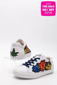 RRP€280 ASH Leather Sneakers US11 UK8 EU41 Embroidered White Flat - Imagen 1 de 4