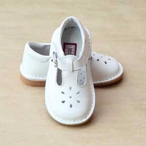 L'Amour Girls T-Strap Leather Cut Out Mary Janes white Leather Size 6  - Picture 1 of 9