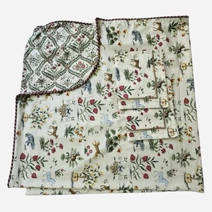Jane Wilner Full Size Duvet w 2 Shams Safari Animal Flowers Print Cotton Linen - Picture 1 of 14