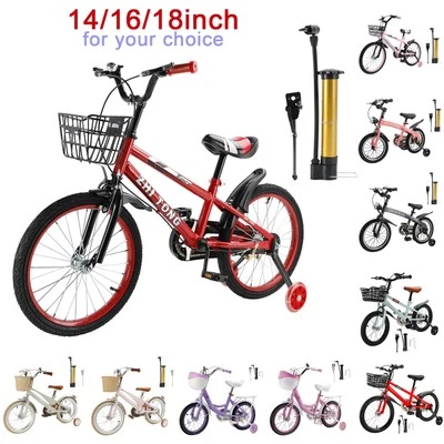 🚀14/16/18'' Kids Bike Bicycle Boys & Girls w/ Training Wheels Stabilisers Pedal - Image 1 of 4