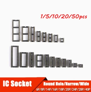 IC Socket Connector Integrated Circuit Sockets DIP Holder 6/8/14/16/18/20~40 Pin - Picture 1 of 28
