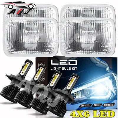 For 1981-1989 Lincoln Town Car 4PCS 4x6"LED white Headlights Hi/Lo Beam Foto 1 de 4