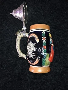 German Lidded Beer Stein Wurzen Das Leben Und Siwgen - Picture 1 of 7