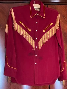 RARA Camicia Rockabilly Uomo Vintage anni '40 Fay Ward Co. Con Frange - Foto 1 di 23
