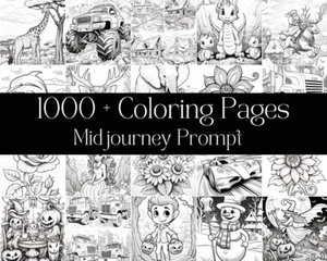 1000+ Midjourney Prompts AI For Kids Coloring Pages Book, AI Art Prompts - Picture 1 of 6