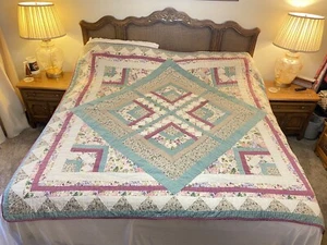 Vintage Britannica Home Collectibles handgenäht Baumwolle Patch Quilt VOLLSTÄNDIG 81X81" *LESEN - Bild 1 von 15