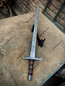 Hand Forged Damascus Steel Viking Sword Sharp Battle Ready Medieval Sword Gift, - Picture 1 of 1