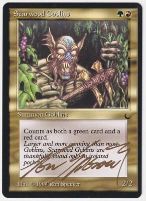 Gold Signed Scarwood Goblins MP The Dark Artist Ron Spencer 1994 WOTC MTG Magic! - Image 1 of 2