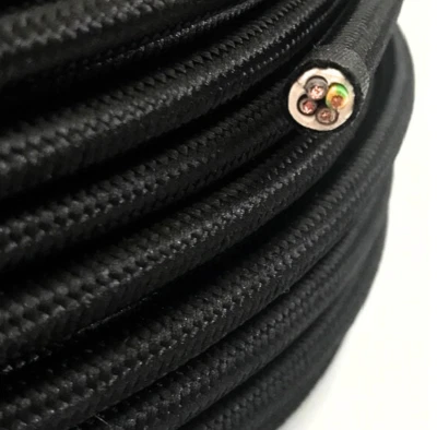Textilkabel 4x0,75mm² schwarz Lampenkabel 4-adrig 4x0,75 Ersatzkabel 4x0.75 - Bild 1 von 4
