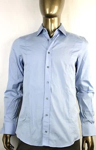 New Auth Gucci Mens Fitted Cotton Button-Down Dress Shirt  Blue 269055 4910 - Picture 1 of 10
