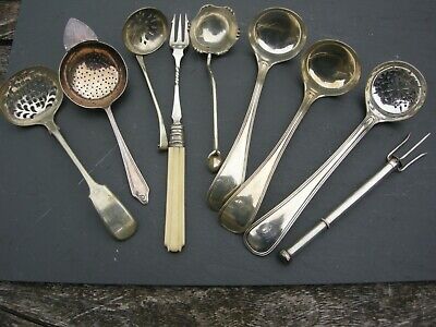 Vintage Job Lot Silver Plated Cutlery Sugar Sifter Spoons Strainer Sauce Ladles • 9.99£