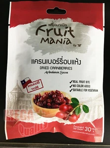 Fruit Mania Dried Cranberries Snack No Artificial Colors Real Fruit NW. 30g. - Picture 1 of 3