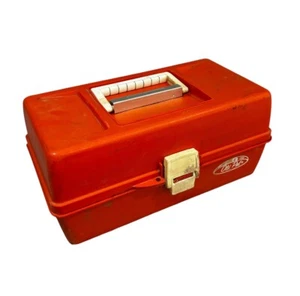 Vintage Old Pal Fishing Tackle Box Model 1040 Rust Color Orange Plus Contents! - Picture 1 of 13
