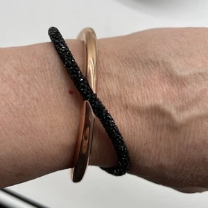 Swarovski Crystaldust Cross Cuff, Black, Rose-gold tone plated - Picture 1 of 11