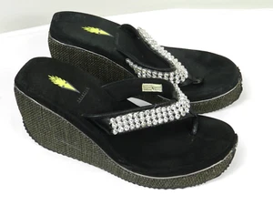 Volatile Wedge Flip Flops Thong Sandals Women's 9 Platform Slip On Black - Picture 1 of 9