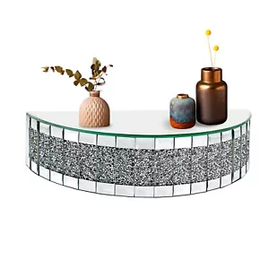 Crushed Crystal Mirrored Floating Wall-Home Decor Storage Wall Mounted Shelf - Picture 1 of 8