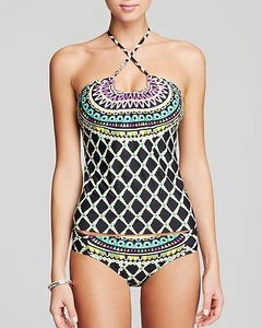 NWT $176 Sz 12 TRINA TURK KON TIKI Tankini Top & Shirred Hipster Bottom - Picture 1 of 6