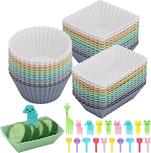 36Pack Silicone Cupcake Liners Reusable Muffin Cups 3 Shapes Baking Cups in roun - Picture 1 of 12