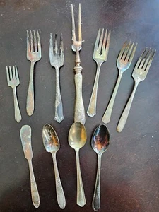 Lotto 11 posate argenteria varie/assortite vintage! Placcato argento - Foto 1 di 1