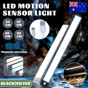 Wireless LED PIR Motion Sensor Lights Strip Cabinet Closet Lamp USB Rechargeable - Picture 1 of 16
