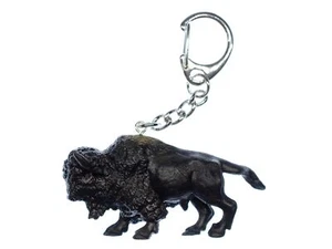 Buffalo Keychain Miniblings Key Ring Beef Cattle Bison Black - Picture 1 of 3