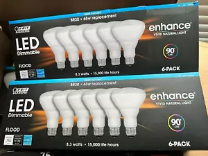 6 BULB DAYLIGHT LED FEIT ELECTRIC BR30 FLOOD 65W 8.3W WATTS DIMMABLE 5000K - NEW - Picture 1 of 2