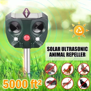 5000 ft² Solar Ultrasonic Animal Repellent Dog Cat Skunk Deer Raccoon For Garden - Picture 1 of 60