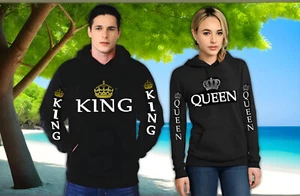 King & Queen Matching Couple Hoodies Love Matching His and Her Sweatshirts - Picture 1 of 9