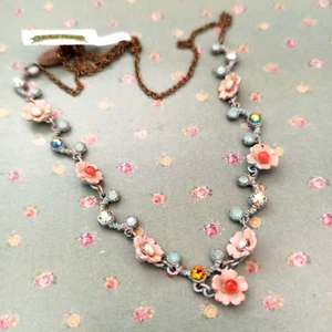 Michal Negrin Necklace Dalicat Aqua Pearls Coral Like Flowers Crystals Gift New - Picture 1 of 14