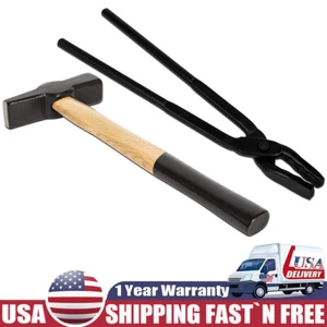 15" Blacksmith Wolf Jaw Tongs + 0000811-1000 Hammer Bladesmith Anvil Forge Set - Picture 1 of 13