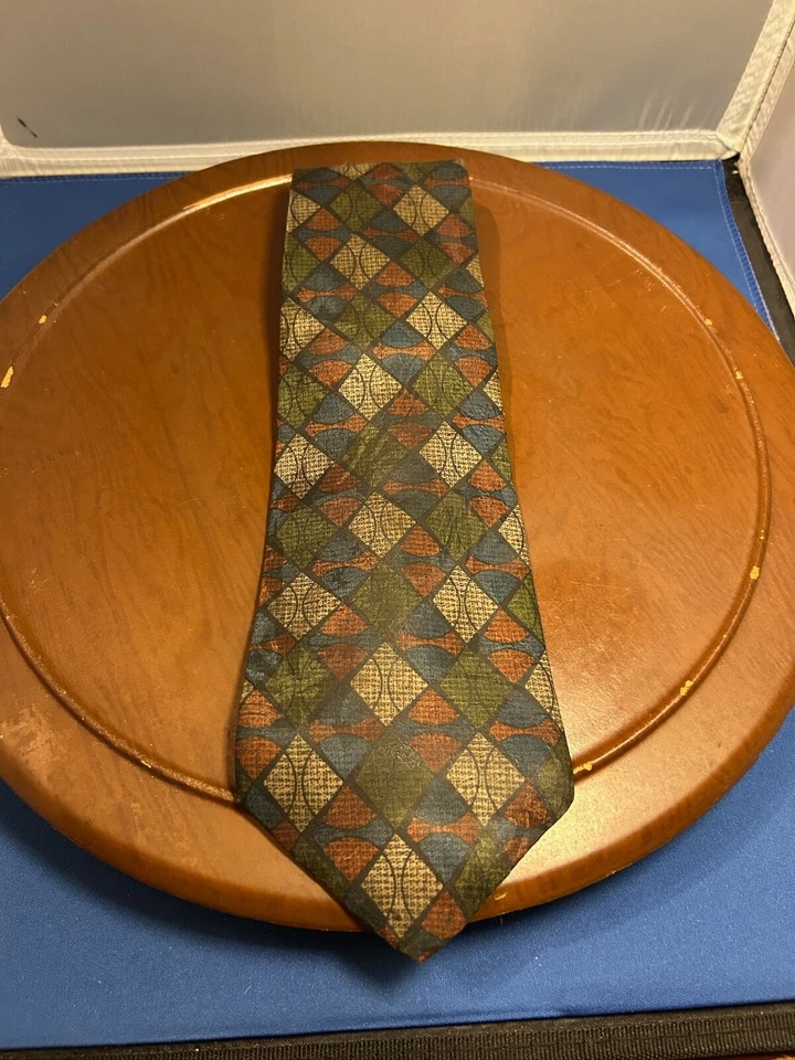 Corbata geométrica abstracta de seda 100 % importada Cezani multicolor para hombre Italia Foto 1 de 4