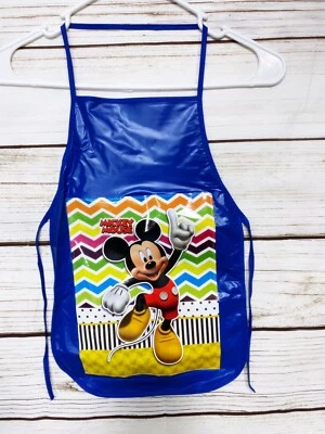Mickey Mouse Boys Blue Vinyl Apron Cooking Crafts Handmade Mandil - Image 1 of 4