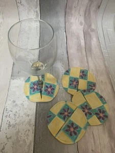 Set X6 Coaster Cozies Gin Wine Fabric Coaster Pockets Washable Coasters - Picture 1 of 4