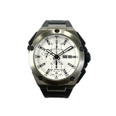 2018 IWC Ingenieur IW386501, Double Chronograph, 45mm, Titanium, White Dial, ... - Image 1 of 4