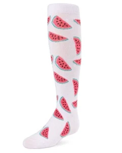 Memoi Fruity Fun Watermelon Girls Knee-High Socks White - Size 2 - Picture 1 of 1