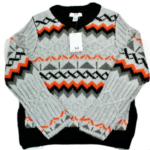 Magaschoni NWT Men's Size Medium Knit Crewneck Sweater Gray Pullover $88 Retail
