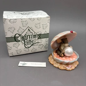 Charming Tails You're My Treasure Mouse statuina perla glitter conchiglia in scatola - Foto 1 di 6