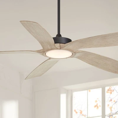 56" Casa Vieja Mach-5 Black and White Oak LED Damp Fan with Remote - Image 1 of 4