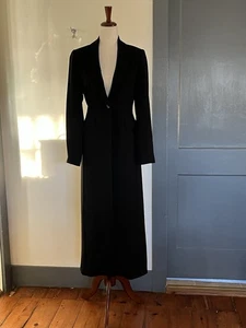 Tristan & Iseut Damen Gr. 2 Schwarz V-Ausschnitt Long Blazer Jacke Lila Gefüttert - Bild 1 von 9