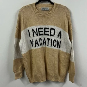 Wildfox I Need A Vacation Knit Distressed Sweater No Size Tag See Description - Picture 1 of 13