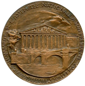 Francia Edouard Herriot Medalla de Bronce 1952 Asamblea Nacional por Coefin 81mm 303g - Imagen 1 de 4