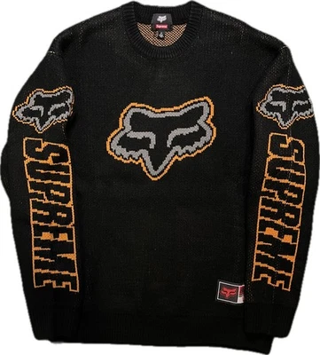 Suéter Tejido Supreme X Fox Racing Negro M — FW25 Logo Cabeza de Zorro Cuello Redondo Foto 1 de 4
